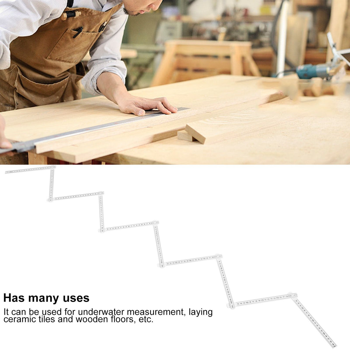2Pcs 2m Folding Carpenters Ruler Lightweight Compact Measuring Stick Woodworking Tool