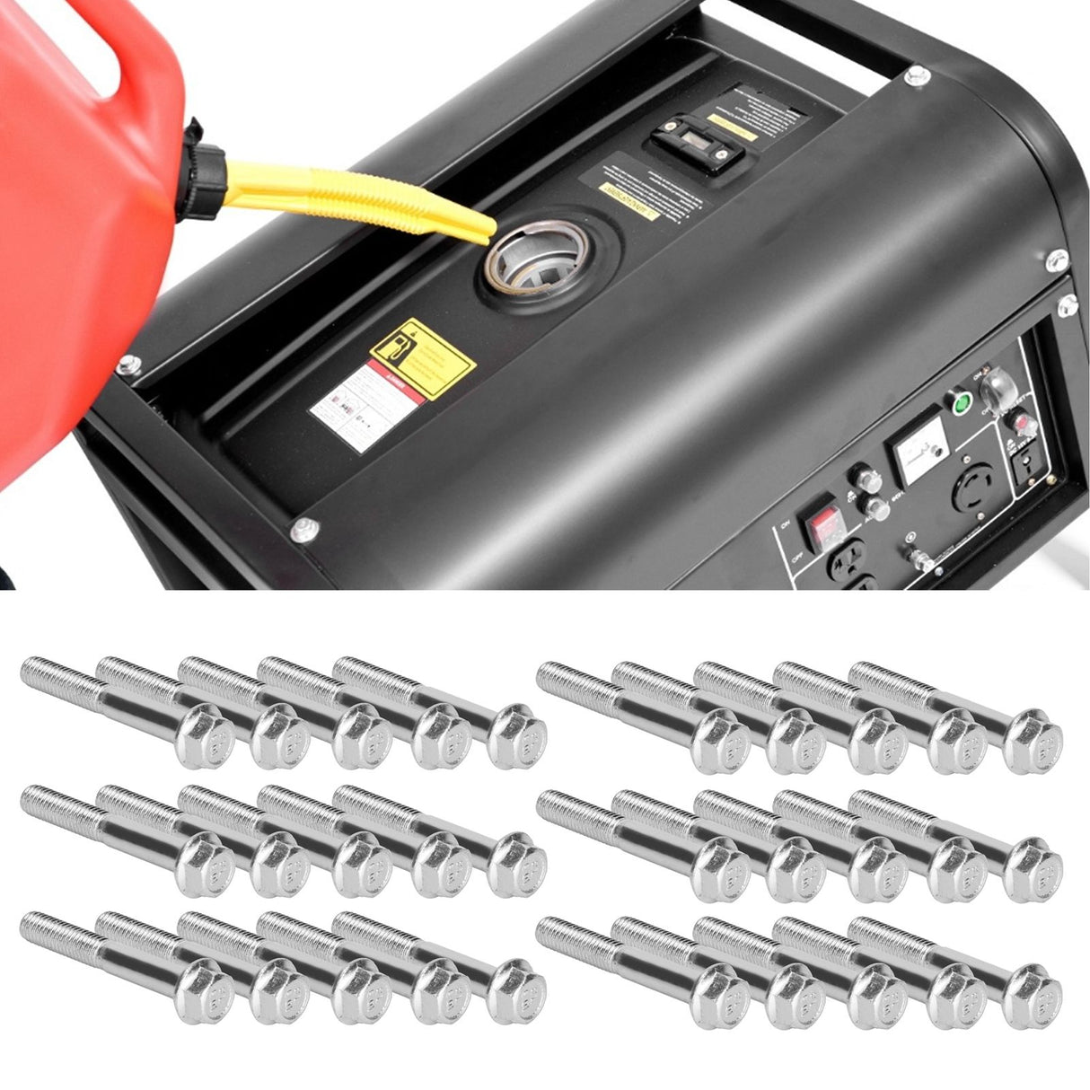 30Pcs M8x55 Screws Cylinder Bolt Accessory for 168F/170F 2kw‑3kw Gasoline Generator