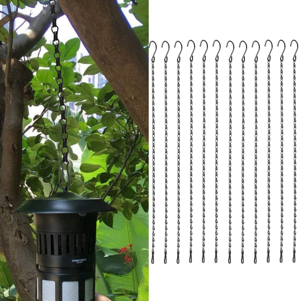 12pcs Plant Hanging Chains with Dual Hooks 58.5cm/23in with Bearing 3000g/6.6lbs for Garden Flower Suspension