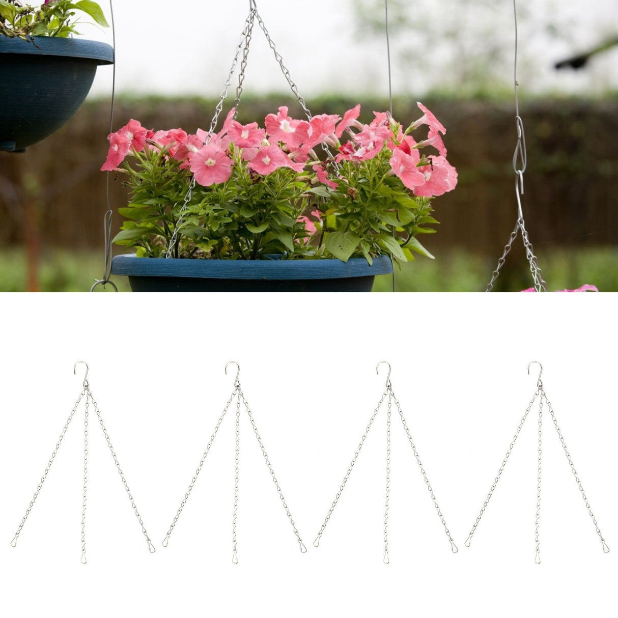 10Pcs Hanging Chain with Hooks Single 8-Strand Iron Garden Flower Pot Plant Hangers Replacement