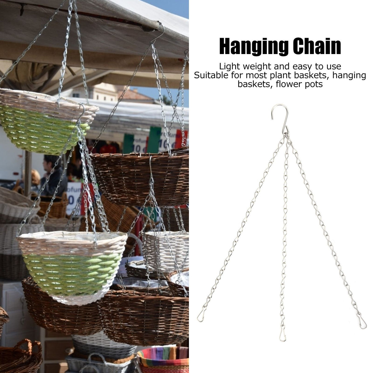 10Pcs Hanging Chain with Hooks Single 8-Strand Iron Garden Flower Pot Plant Hangers Replacement