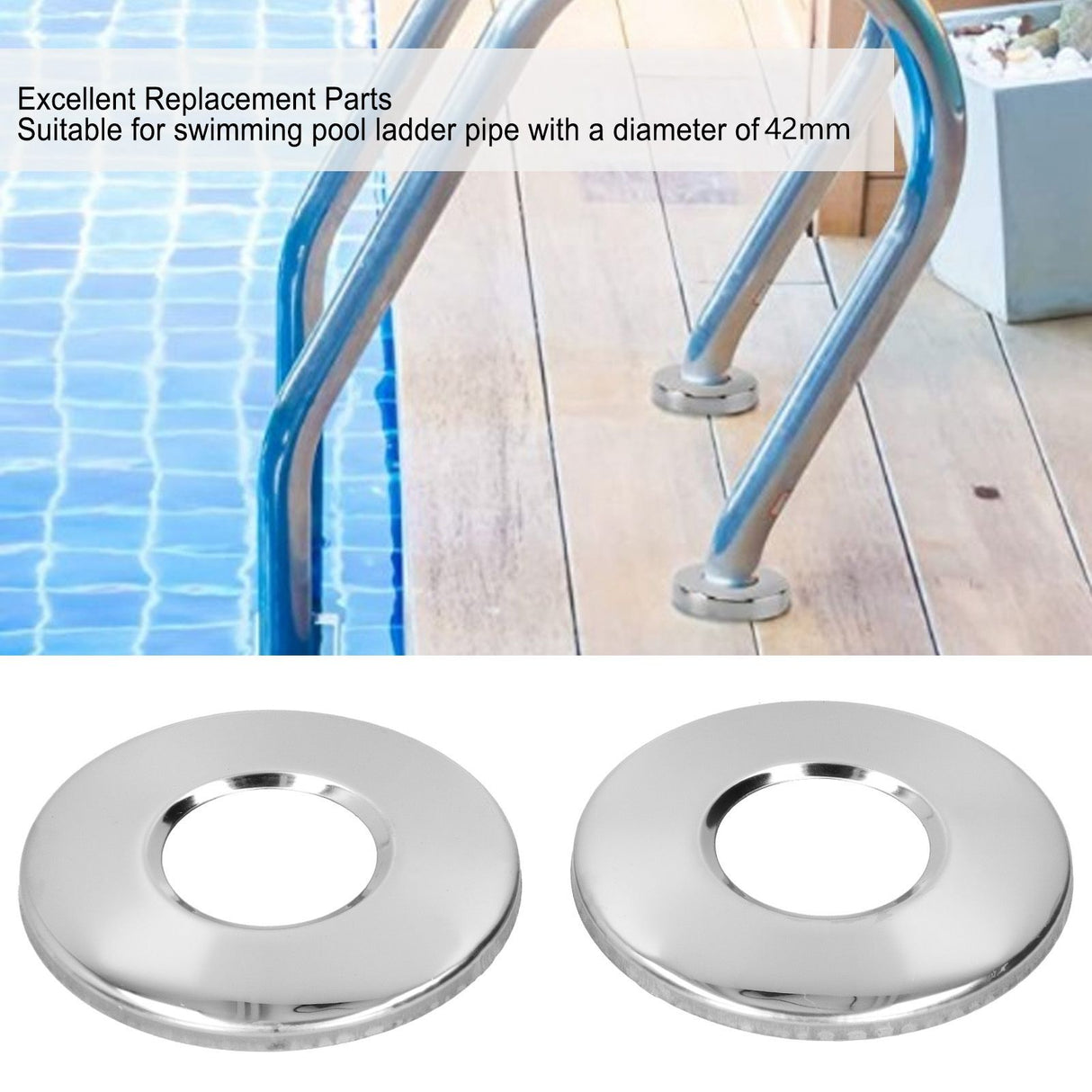2Pcs Swimming Pool Ladder Escutcheon Cover Plate for 4.2cm Ladder Pipe Pool Hand Rail Replacement Parts