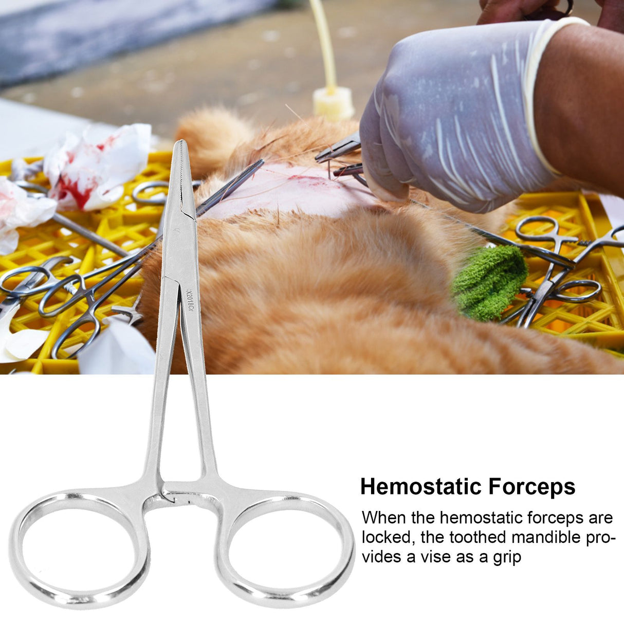 12.5cm Hemostatic Forceps Stainless Steel Pet Hair Puller Fishing Lock Plier for Livestock