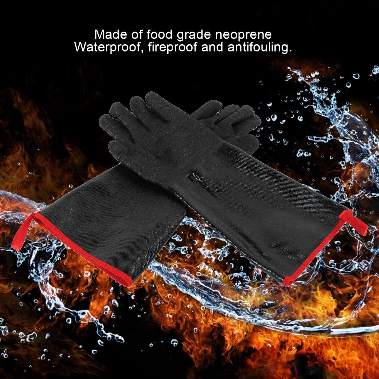 BBQ Gloves High Temperature Resistance 500℃ Waterproof Acid and Alkali Resistant Garden GlovesBlack 17in