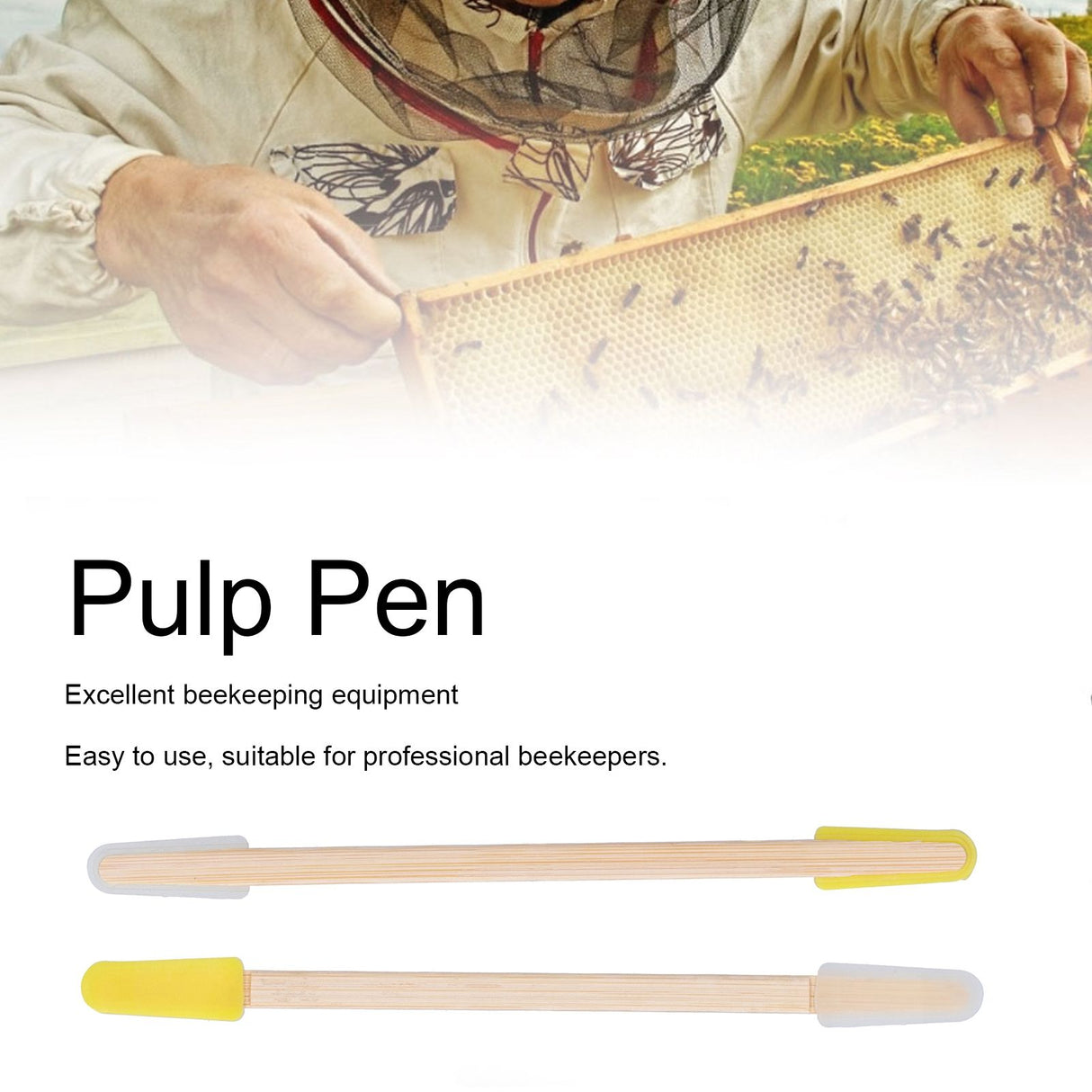 25PCS Beekeeping Double‑Headed Bamboo Plastic Picking Pen Bee Milk Pulp Taking Apiculture Tools