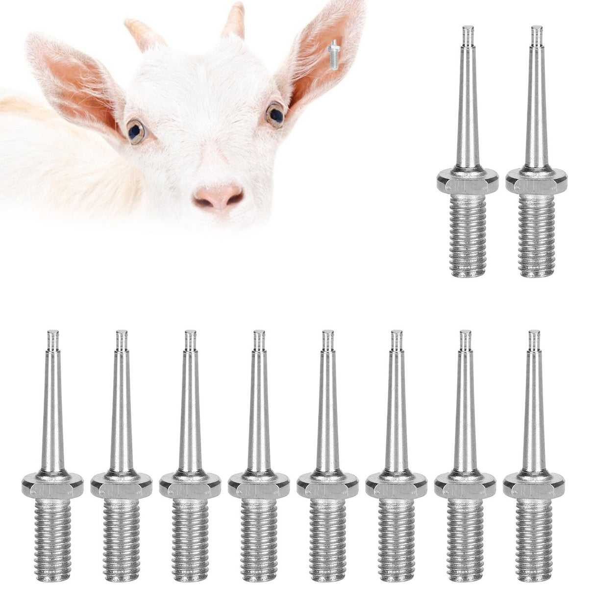 10pcs Ear Tag Pin Stainless Steel Livestock Ear Tag Plier Accessory for Cattle Pig Sheep