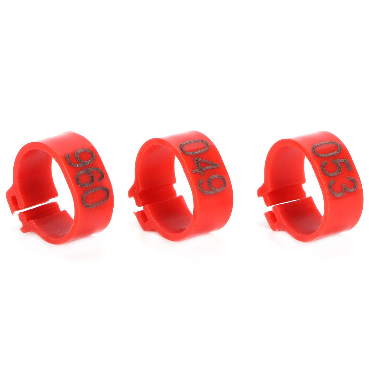 100Pcs Pigeons Identify Ring 001‑100 Numbered Poultry Leg Ring Bird Leg Bands Foot Ring10mm Red Ring with Number