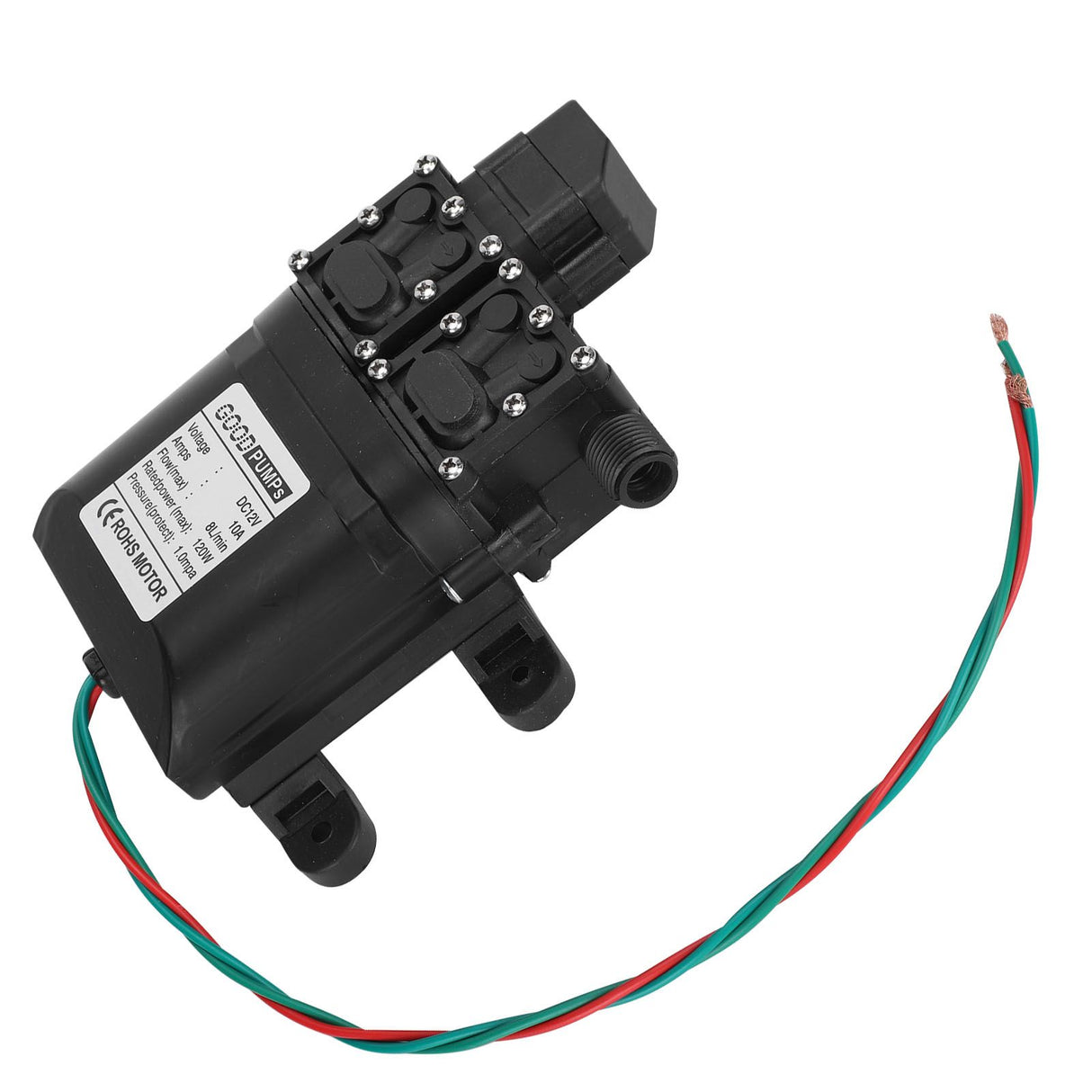 12V 120W 8L High Flow Diaphragm High Pressure Pump Dual Core with Copper Connector