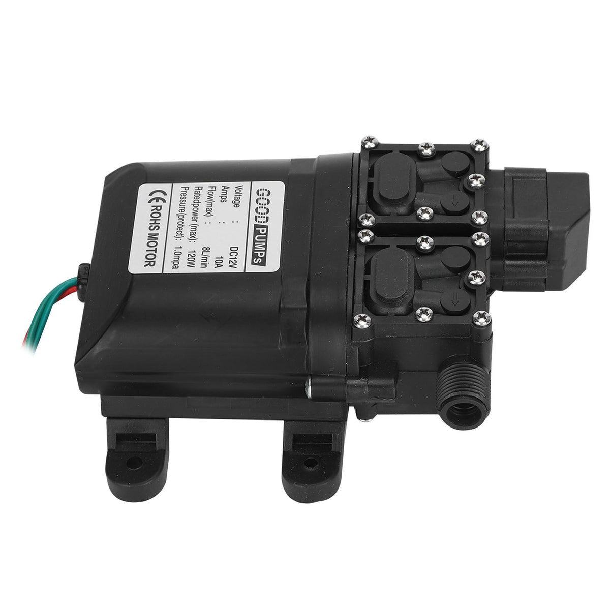 12V 120W 8L High Flow Diaphragm High Pressure Pump Dual Core with Copper Connector