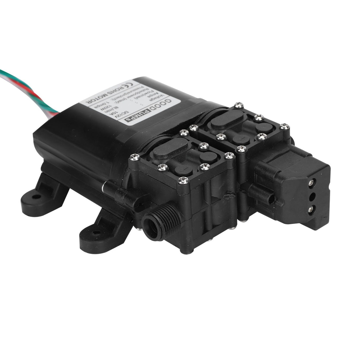 12V 120W 8L High Flow Diaphragm High Pressure Pump Dual Core with Copper Connector