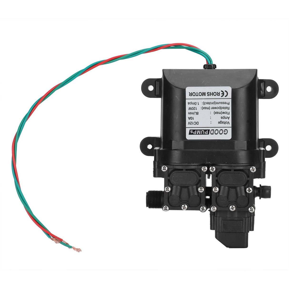 12V 120W 8L High Flow Diaphragm High Pressure Pump Dual Core with Copper Connector