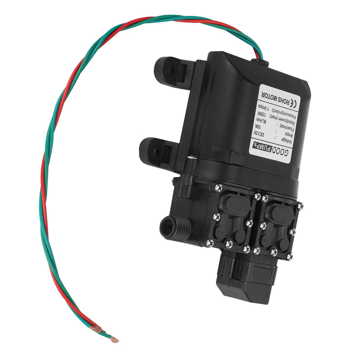 12V 120W 8L High Flow Diaphragm High Pressure Pump Dual Core with Copper Connector