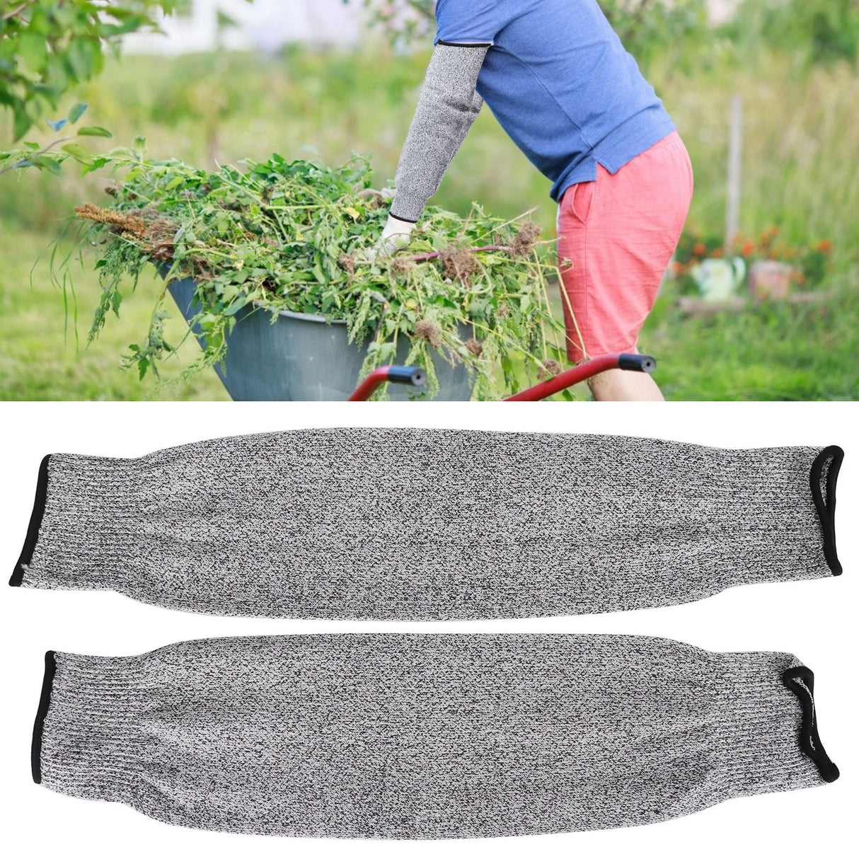 1 Pair 45cm Cut Proof Sleeves Cut Resistance Level 5 Arm Protector Sleeve for Gardening