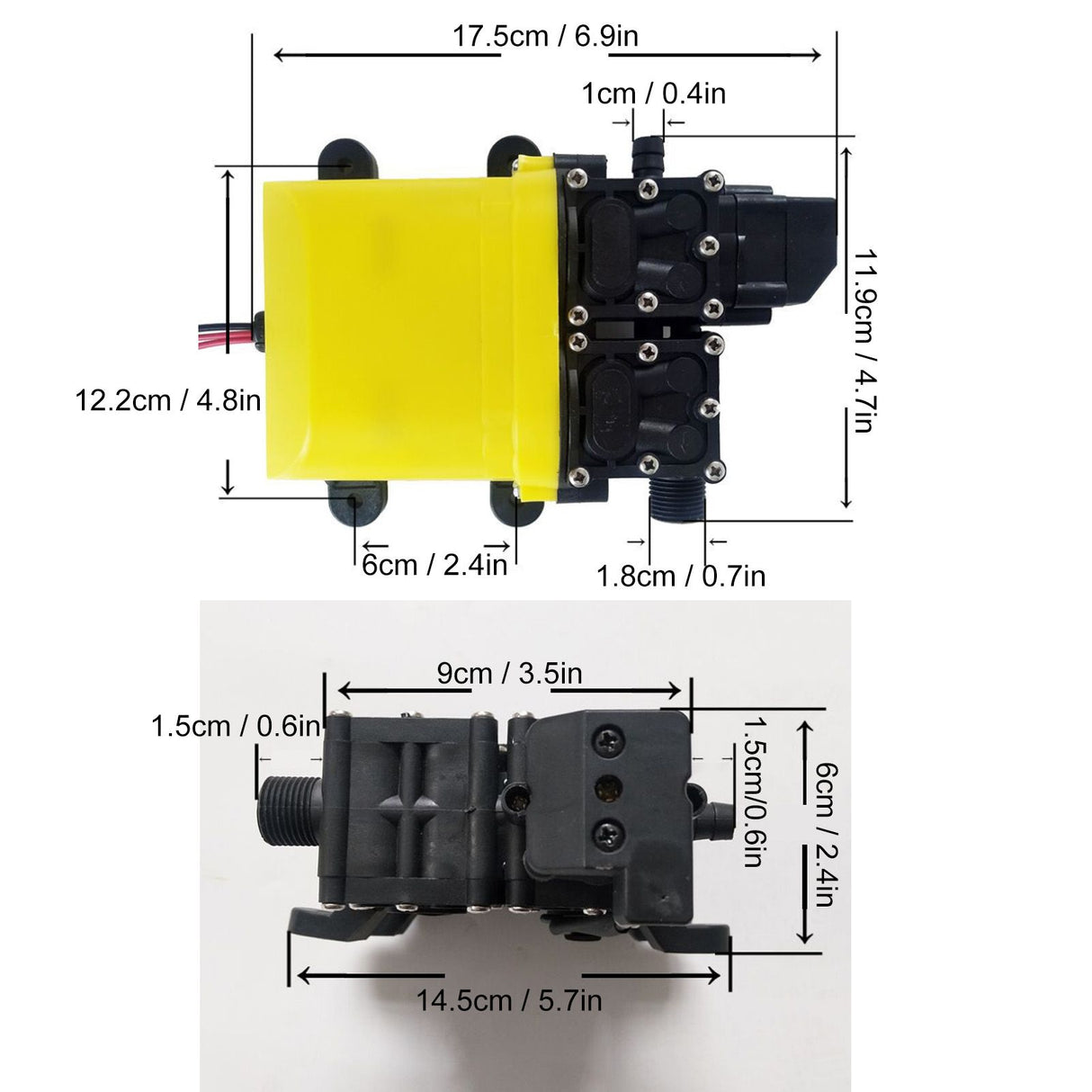 12V 120W 8L Diaphragm High Pressure Pump with Copper Connector Automatic Water Injection Pump