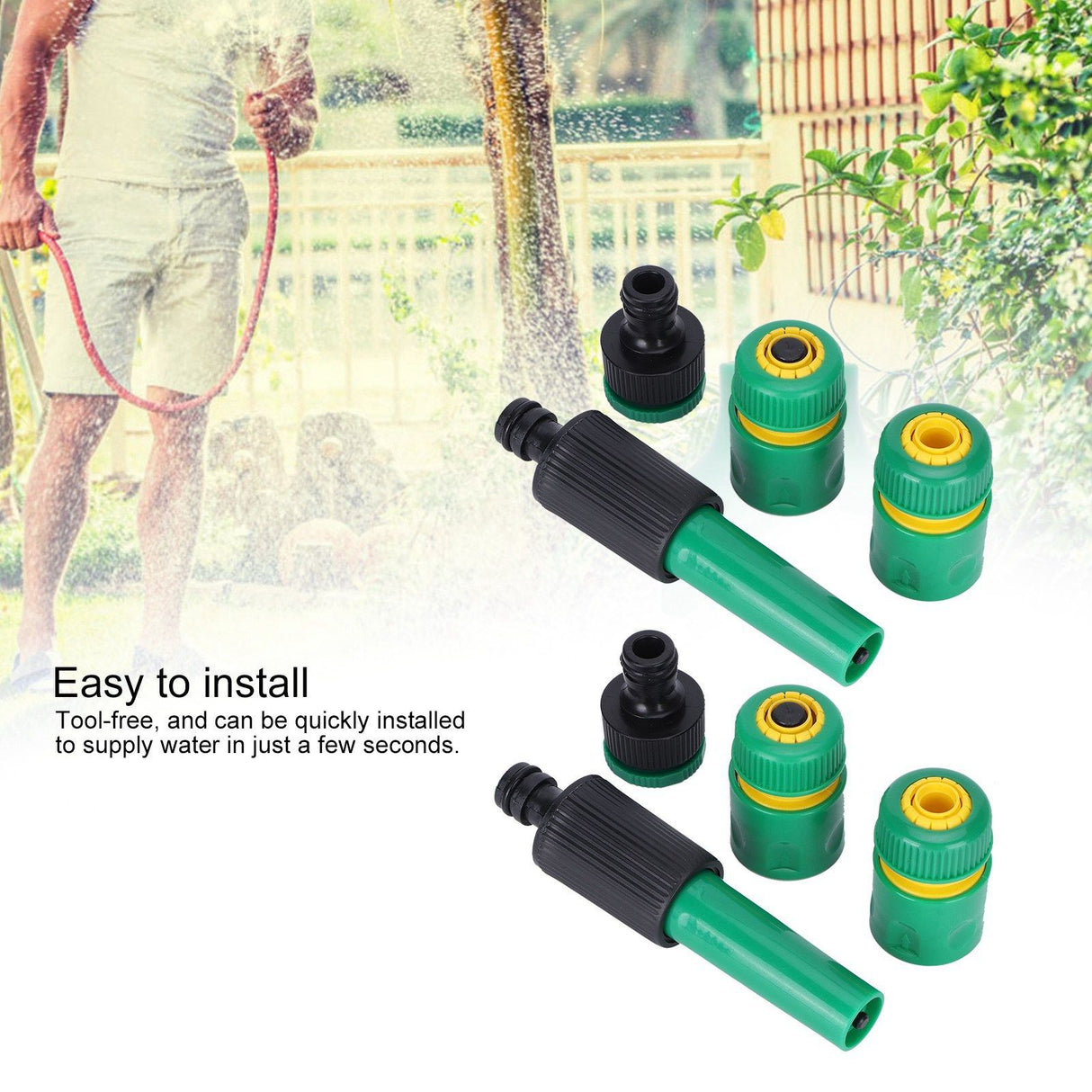 2 Set G1/2 Hose Pipe Water Sprayer Connector Set Water Watering Garden Irrigation Fitting