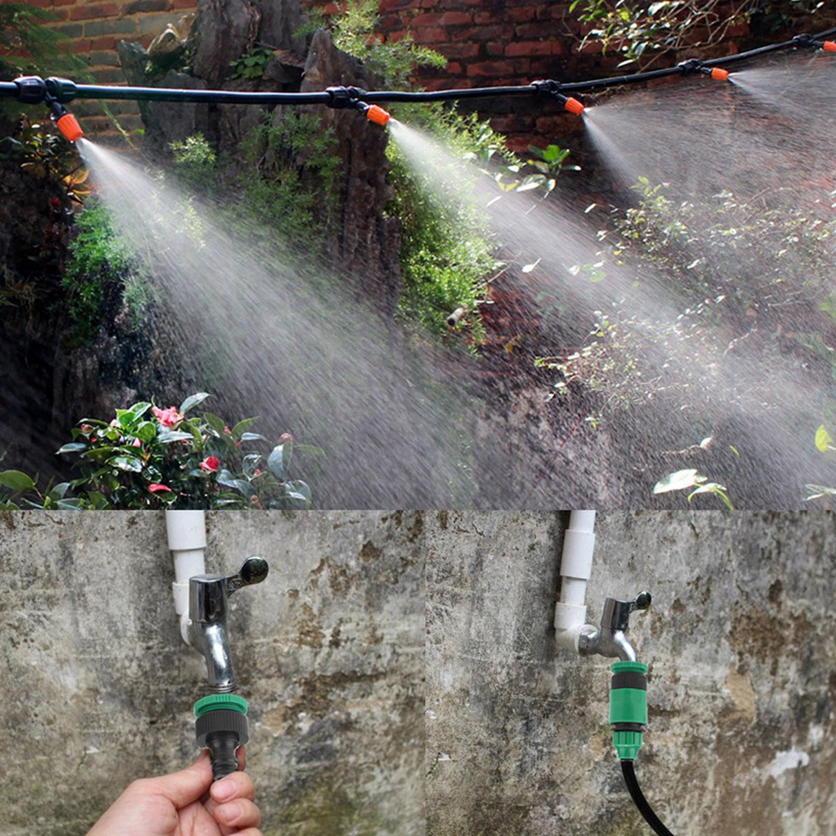 15m Water Misting Cooling System Garden Irrigation Sprinkler Nozzle Set Micro Irrigation