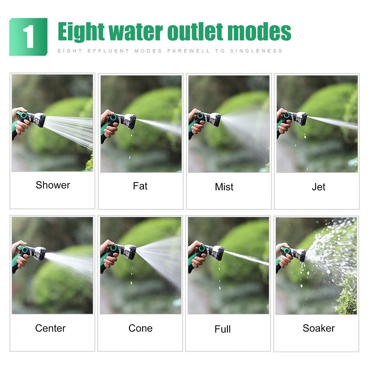 Garden Hose Spray Nozzle AntiSlip 8 Adjustable Patterns Water Sprayer Quick Connector Set(G3/4 )