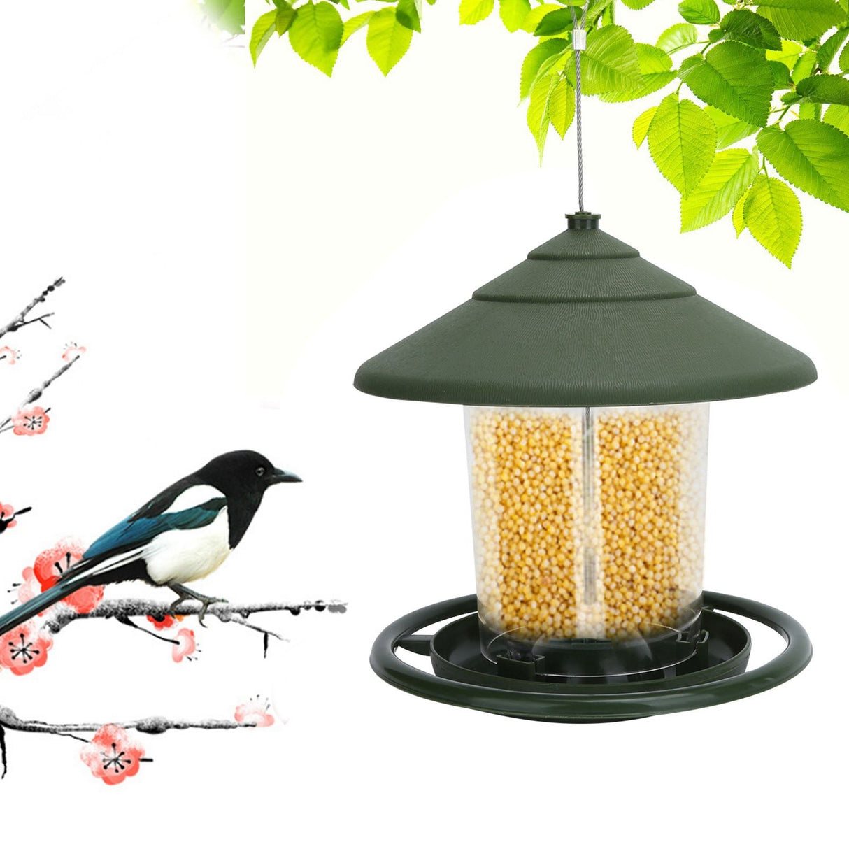 Outdoor Hanging Bird Feeder Plastic Food Container Birds Feeding Tools for Garden Yard
