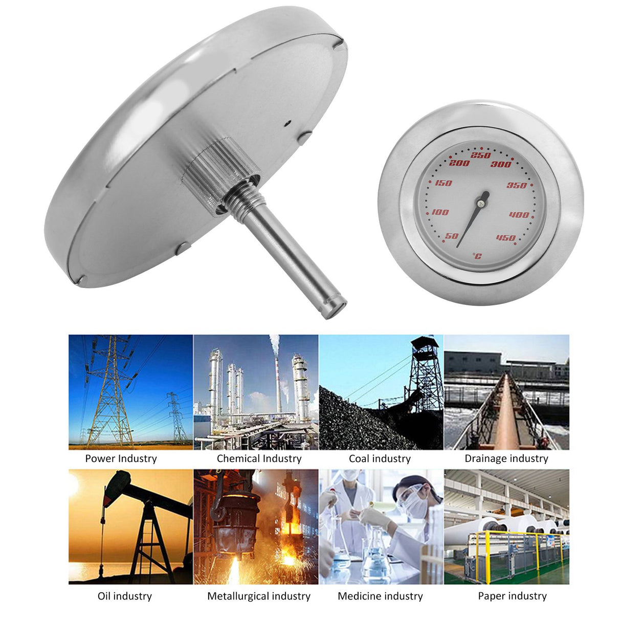 TS-BX57 Bimetallic Thermometer 50-450℃ Pointer Temperature Meter for Barbecue Grill Oven
