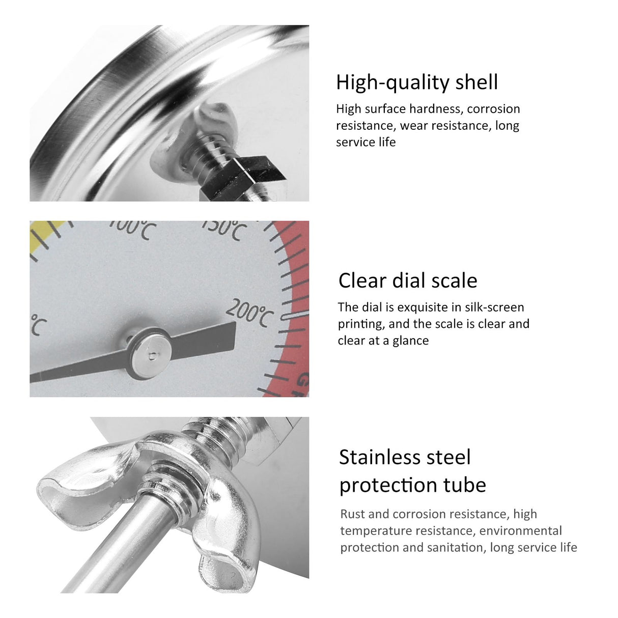 0-280℃ Stainless Steel Grill Thermometer Oven Pointer Temperature Meter Kitchen Supplies