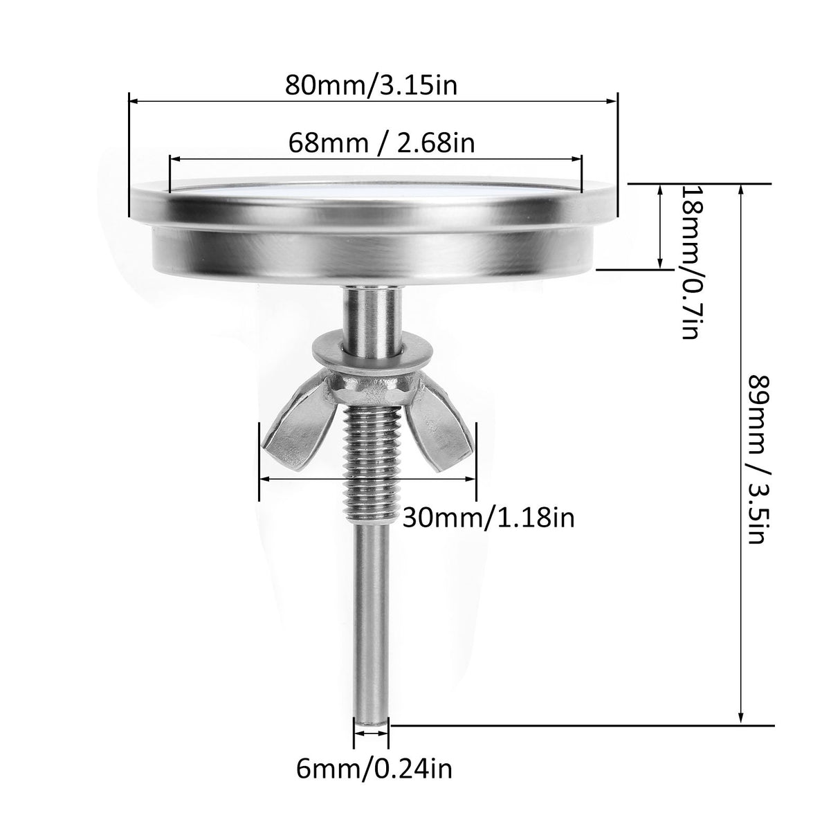 100‑550℉ Metal Oven Temperature Gauge Pointer Type for Smoke BBQ Grill Household Cooking