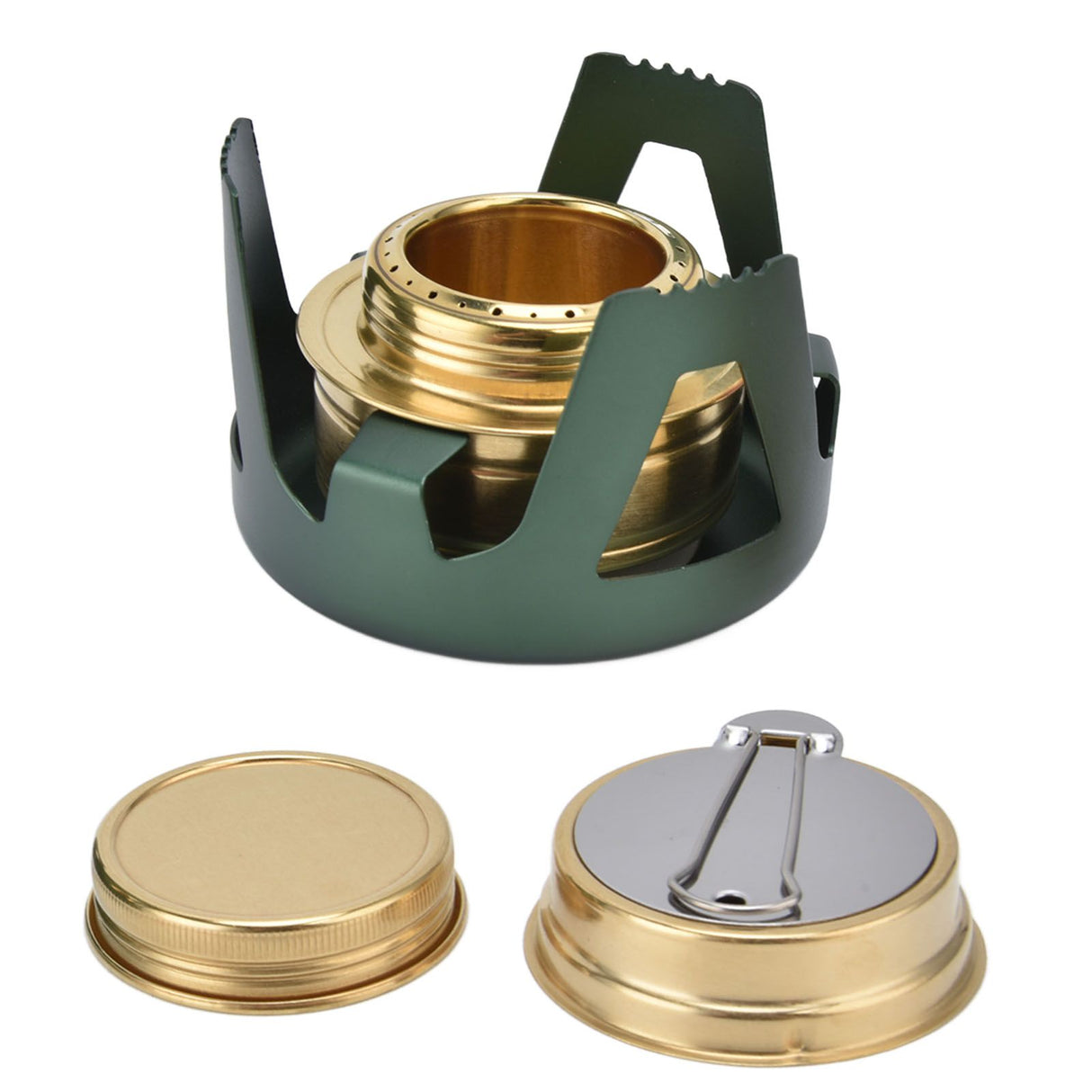 Camping Stove Windproof Vaporizable Portable Liquid Spirit Stove with Stand for Outdoor CampingGreen