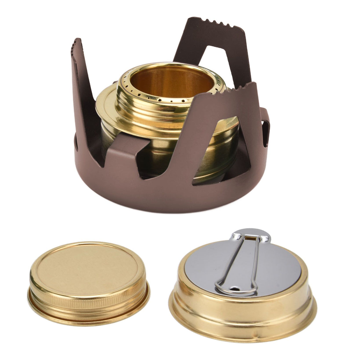 Camping Stove Windproof Vaporizable Portable Liquid Spirit Stove with Stand for Outdoor CampingBrown