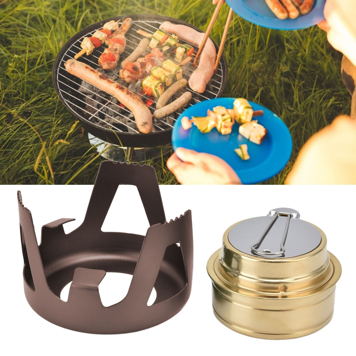 Camping Stove Windproof Vaporizable Portable Liquid Spirit Stove with Stand for Outdoor CampingBrown