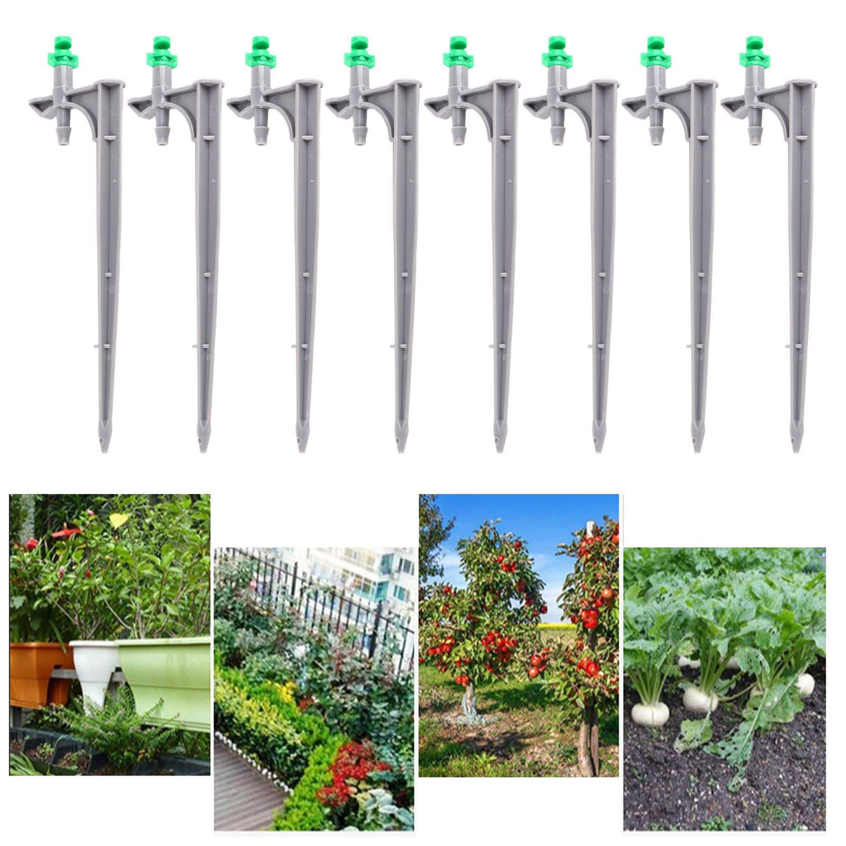 20Pcs/Bag Irrigation Dripper with Ground Insert Fruit Tree Drip Irrigation Emitters for Gardening180 Degree (Green)