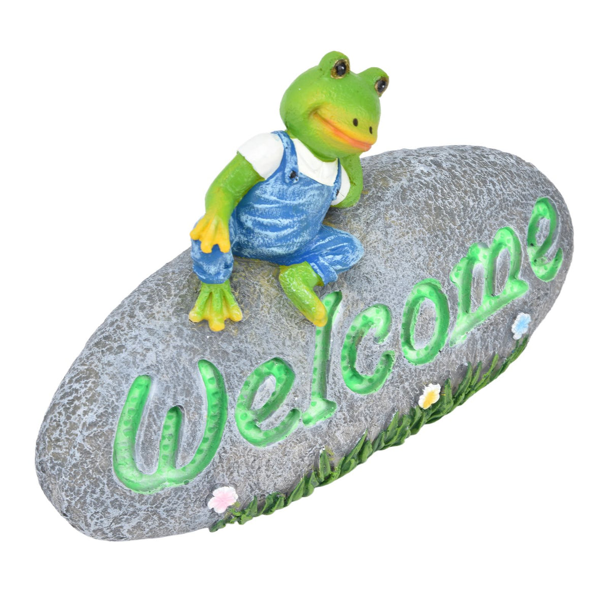 Welcome Frog Statue Luminous Garden Decor Resin Craftwork Patio Yard Lawn Animal Ornament for Indoor Outdoor