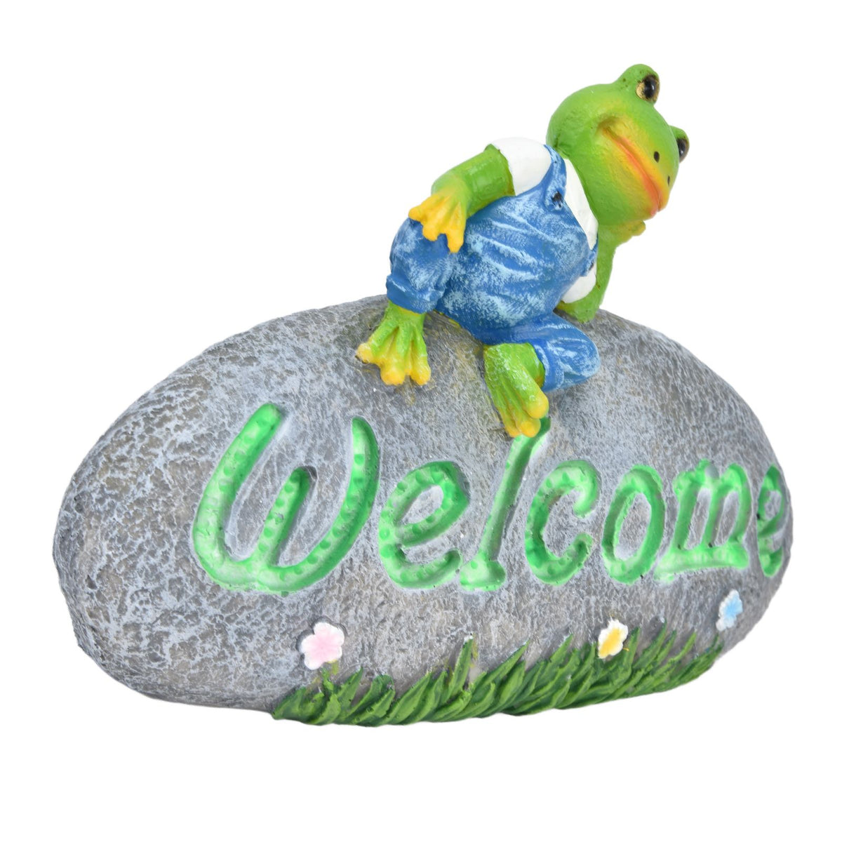 Welcome Frog Statue Luminous Garden Decor Resin Craftwork Patio Yard Lawn Animal Ornament for Indoor Outdoor