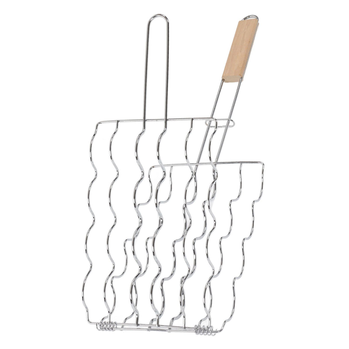 Corn Grilling Basket Stainless Steel Beech Wood Handle Even Heat Distribution 4 Corns Capacity Grilling Holder for Camping