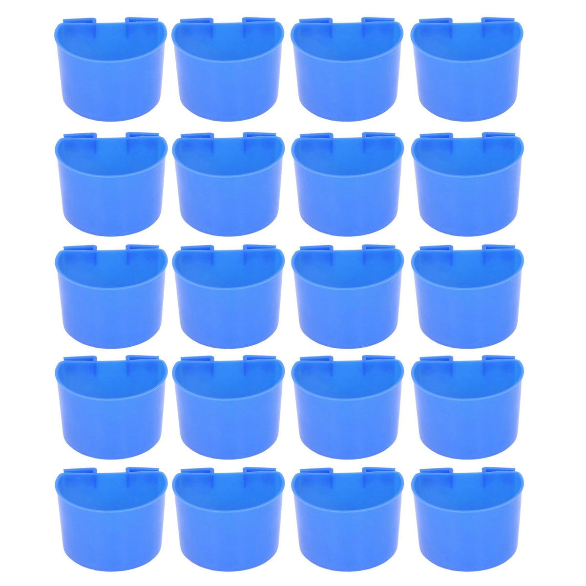 20Pcs Bird Food Bowl Plastic Parrot Water Feeding Cup Birdcage Feeder Trough Set Kit Blue 11x6cm / 4.33x2.36in
