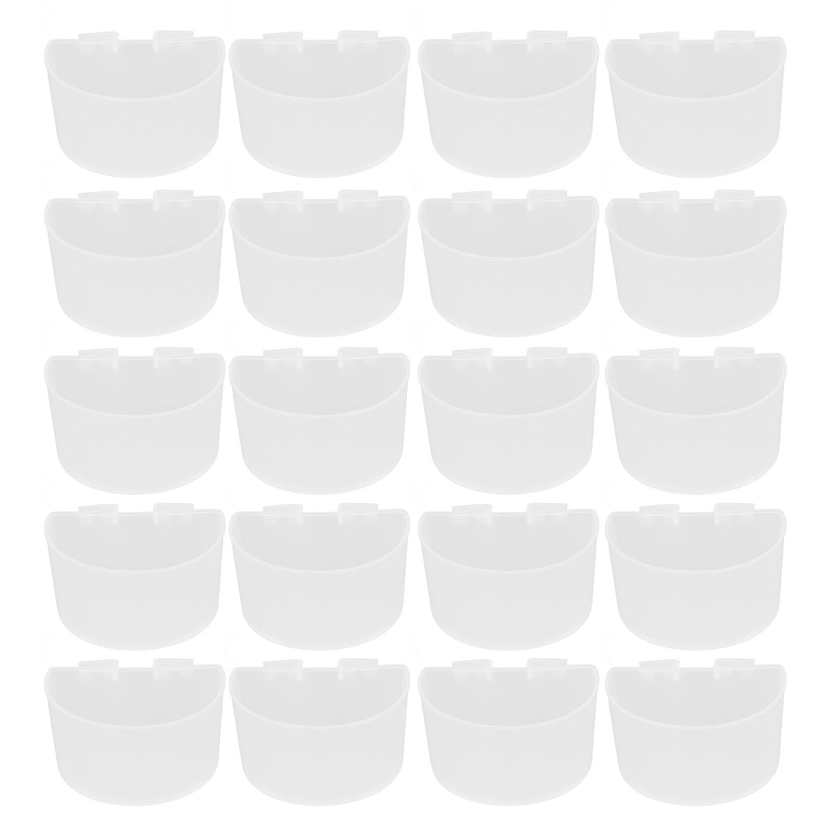 20Pcs Bird Food Bowl Plastic Parrot Water Feeding Cup Birdcage Feeder Trough Set Kit White 11x6cm / 4.33x2.36in