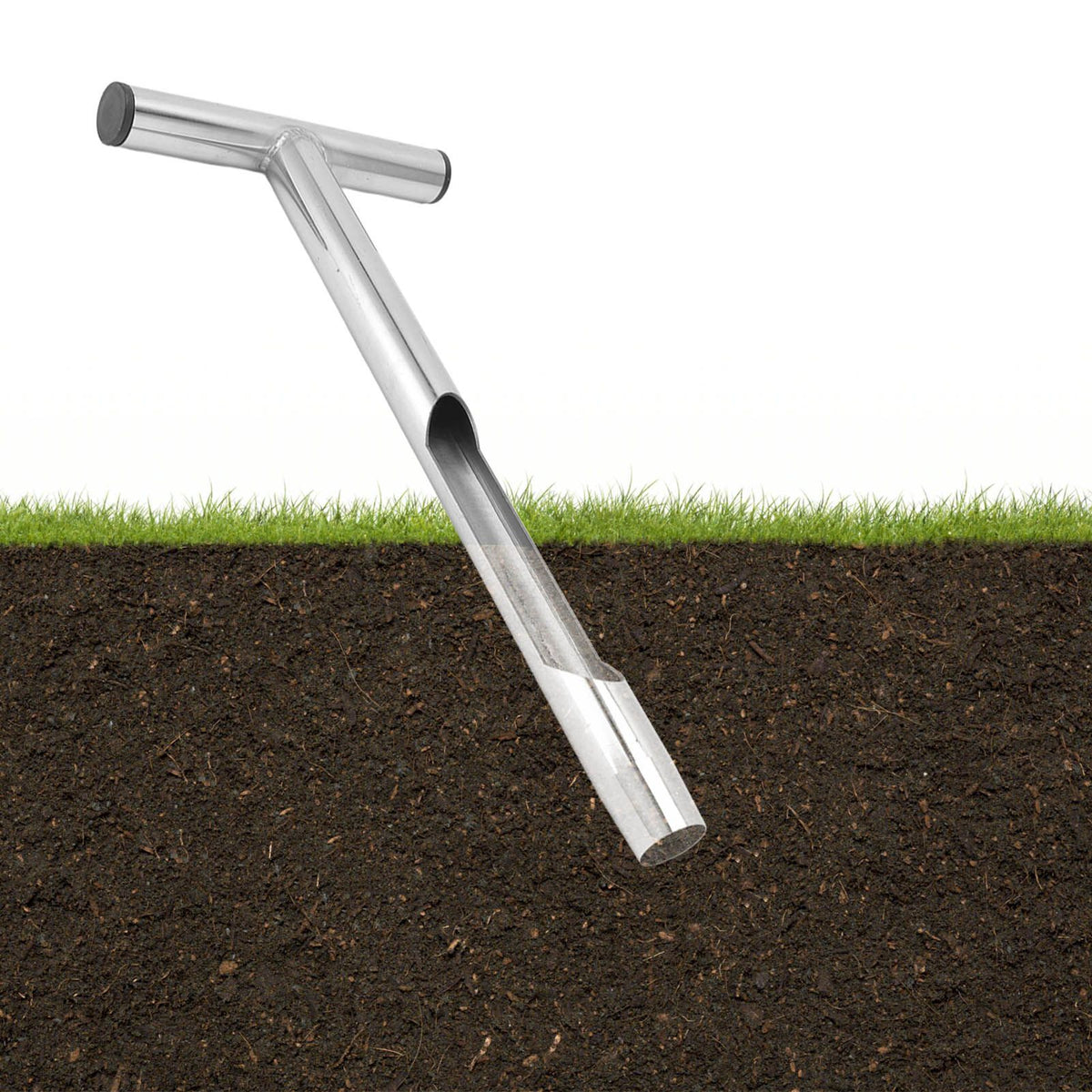 T Style Handle Soil Test Kits Stainless Steel Material Soil Sampler Kit with 2 Reusable Sampler Bags for Agriculture Forestry