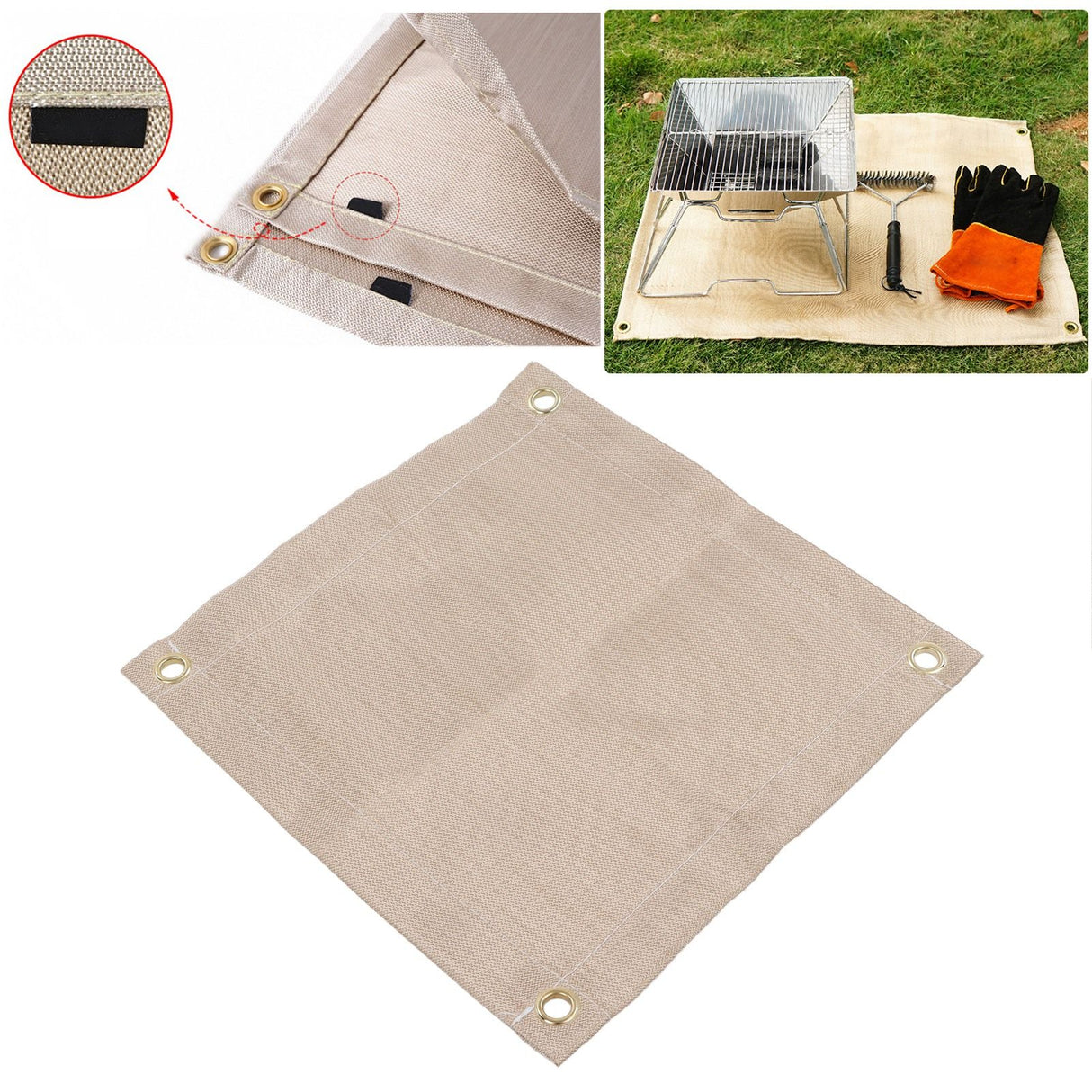 Fireproof Mat Fiberglass High Temperature Resistant Fire Pit Mat Outdoor Accessories for Barbecue Camping Picnic Mini 30x30cm/11.81x11.81in