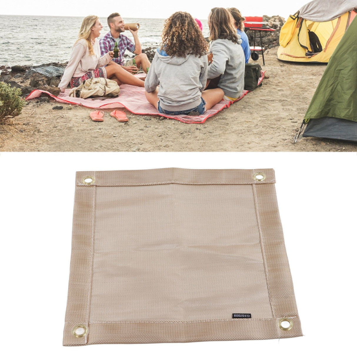 Fireproof Mat Fiberglass High Temperature Resistant Fire Pit Mat Outdoor Accessories for Barbecue Camping Picnic Mini 30x30cm/11.81x11.81in