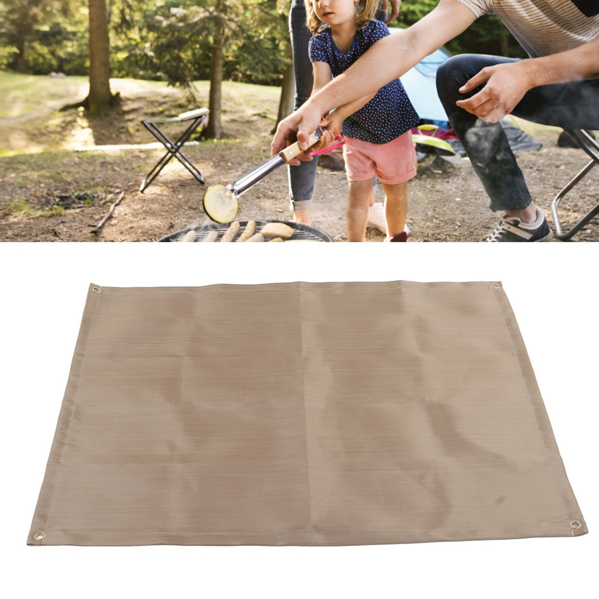 Fireproof Mat Fiberglass High Temperature Resistant Fire Pit Mat Outdoor Accessories for Barbecue Camping Picnic Large 100x80cm/39.37x31.50in