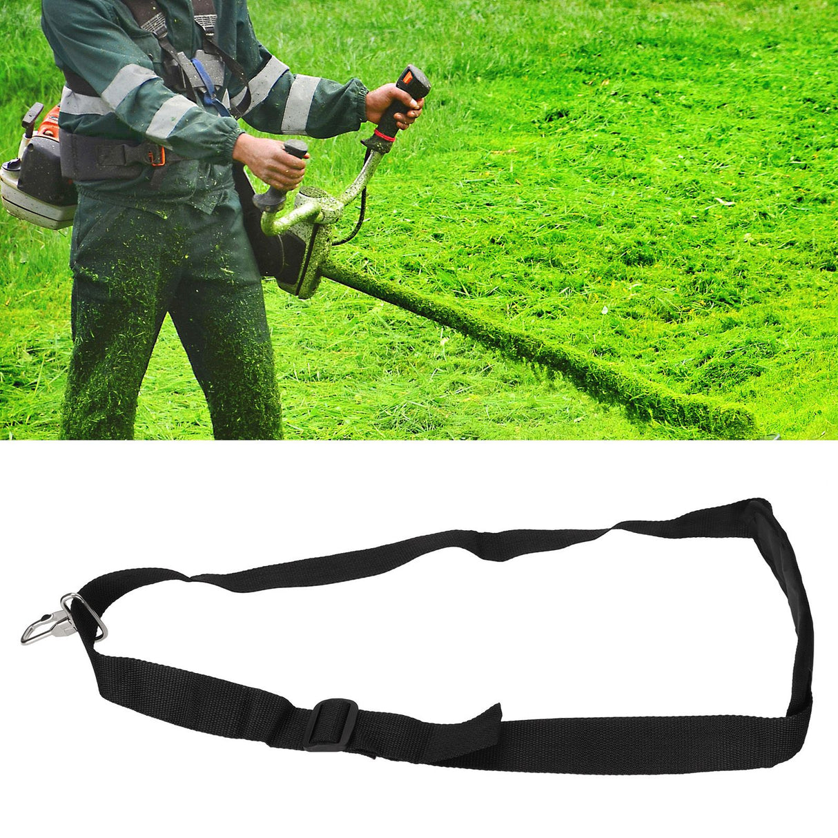 Rectangle Shoulder Harness Strap Polyester Single Shoulder Strap with Stainless Steel Hook for Weeder Trimmer