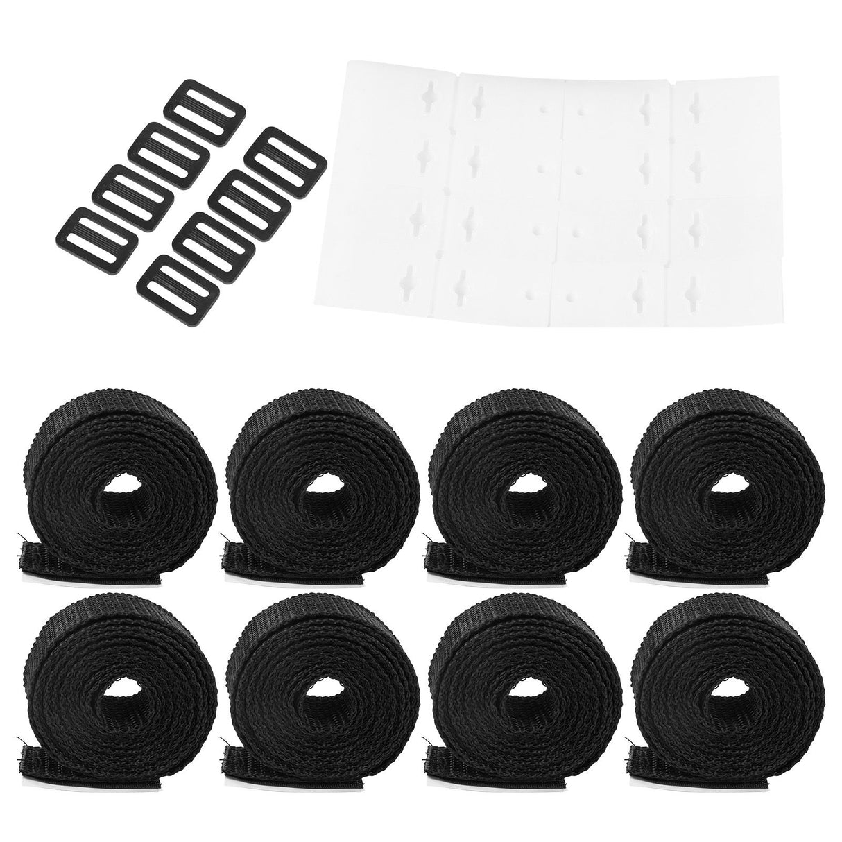 8 Sets Swimming Pool Roller Strap Solar Cover Reel Attachment Kit with Cord Plates and Buckles