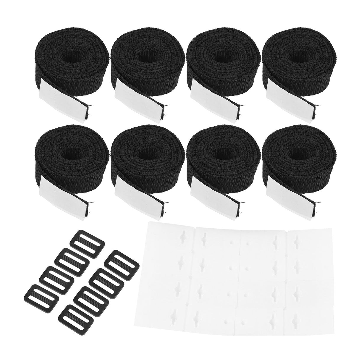 8 Sets Swimming Pool Roller Strap Solar Cover Reel Attachment Kit with Cord Plates and Buckles
