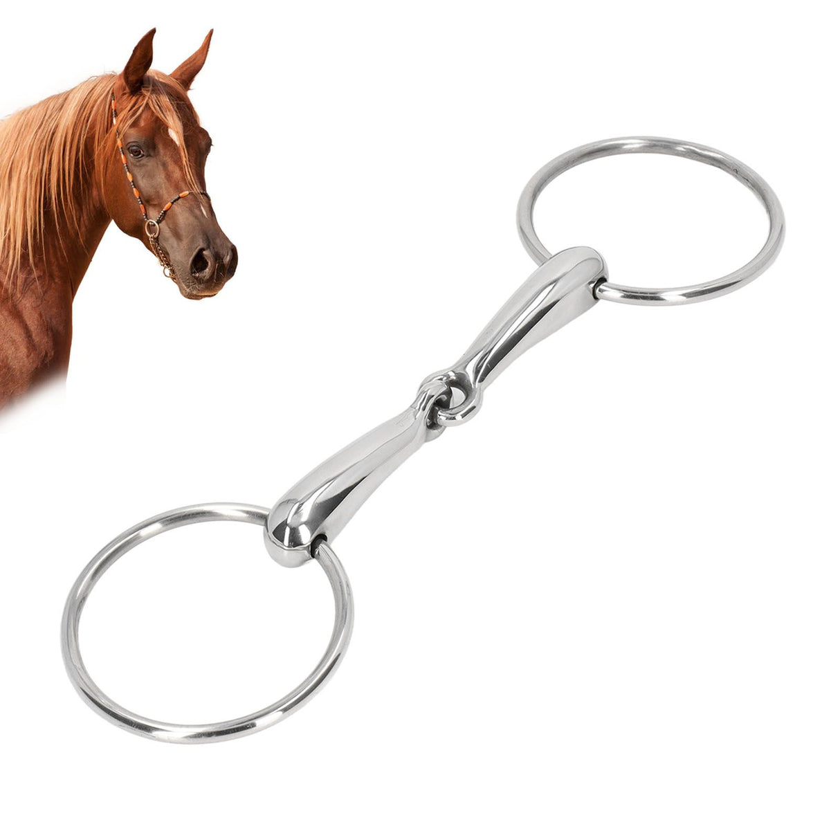 Horse Snaffle Bit Stainless Steel Horse Mouth Bit Jointed Chewing Mouth Roller 135mm