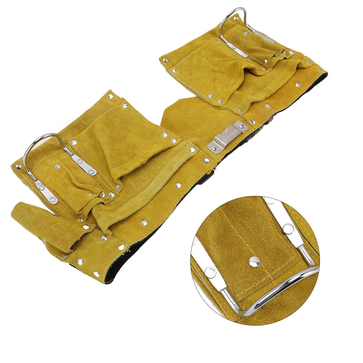 Leather Tool Belt Multiple Pockets Quick Release Buckle Wearproof Portable Leather Tool Belt Apron for Woodworking