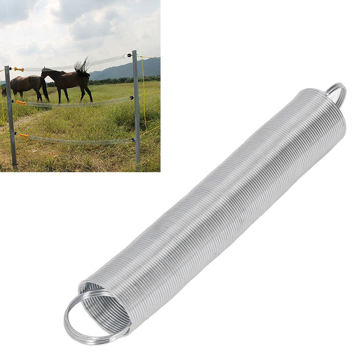 2pcs Electric Fence Spring Gates Stainless Steel 16 Feet Tension Livestock Fence Spring for Pasture