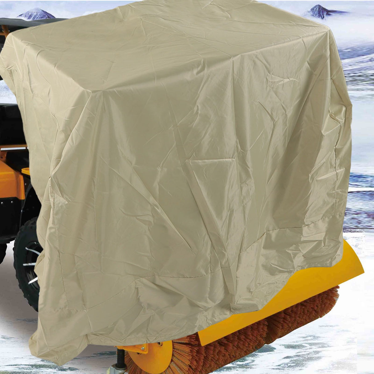 Snow Thrower Cover Multipurpose Waterproof UV Protection Large Portable Snow Shovel Dust Cover for Snow Thrower Beige