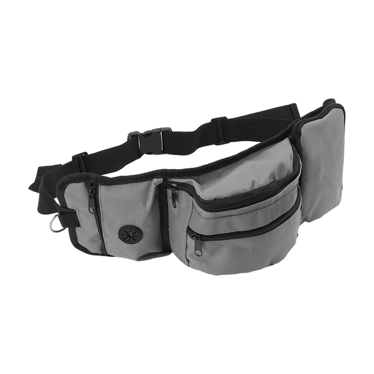 Pet Training Waist Pouch Bag Polyester Multiple Pockets Removable Snack Bag for Outdoor Grey
