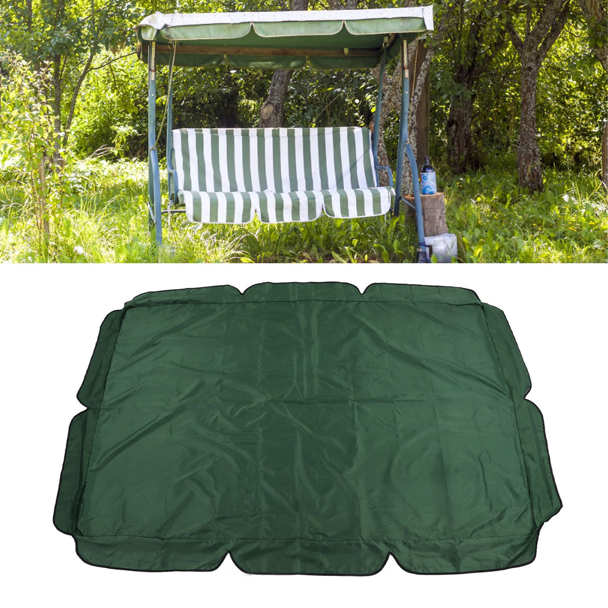 Swing Canopy Replacement Silver Coated Oxford Cloth Waterproof Swing Chair Canopy Cover for Outdoor Garden Balcony Dark Green
