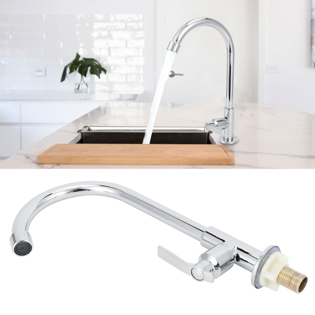 G1/2 Sink Faucet 360 Degree Rotating Stainless Steel Cold Water Tap Kitchen Bathroom Supply