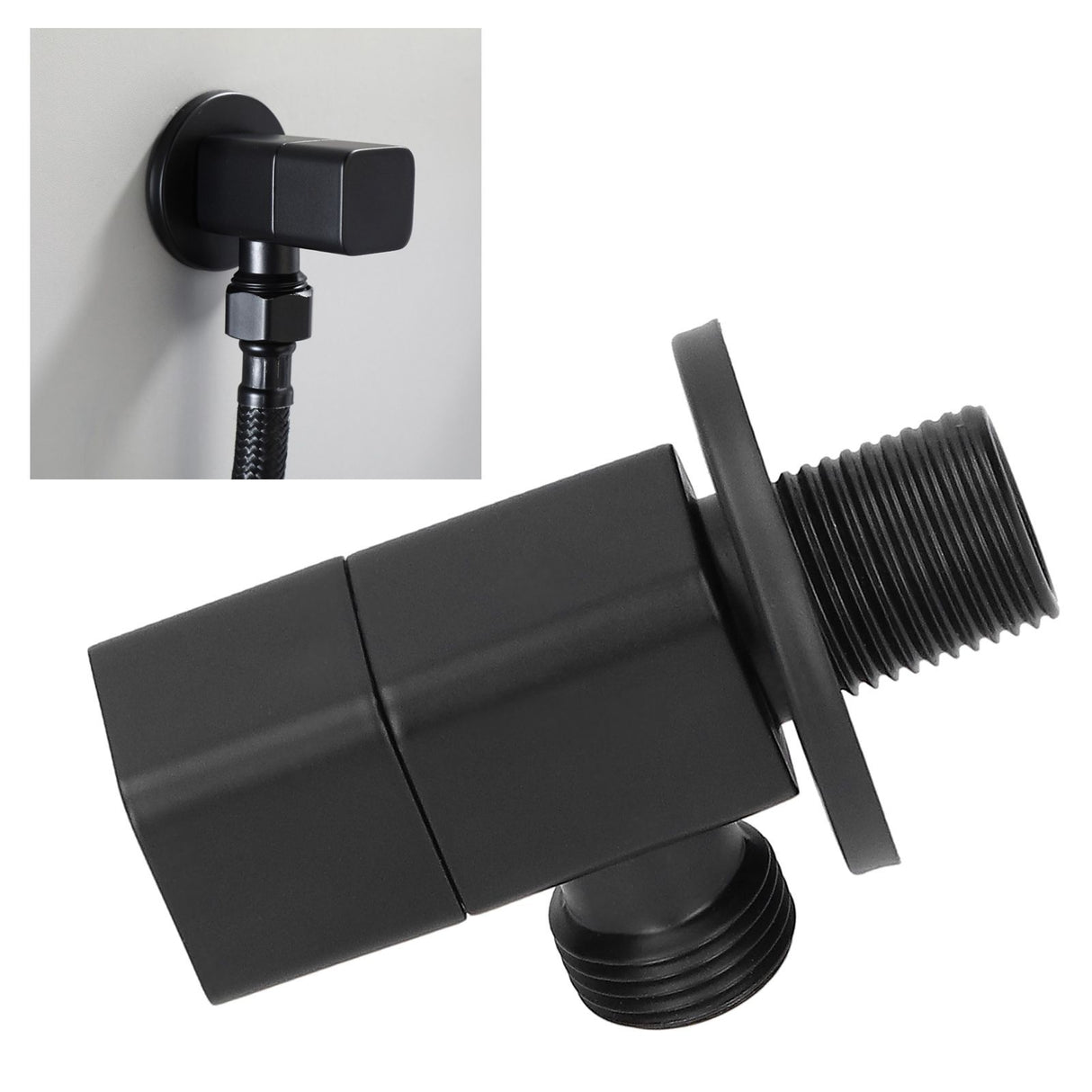 G1/2 Angle Valve Mixer Water Stop Valve Bathroom Toilet Washbasin Accessory Black