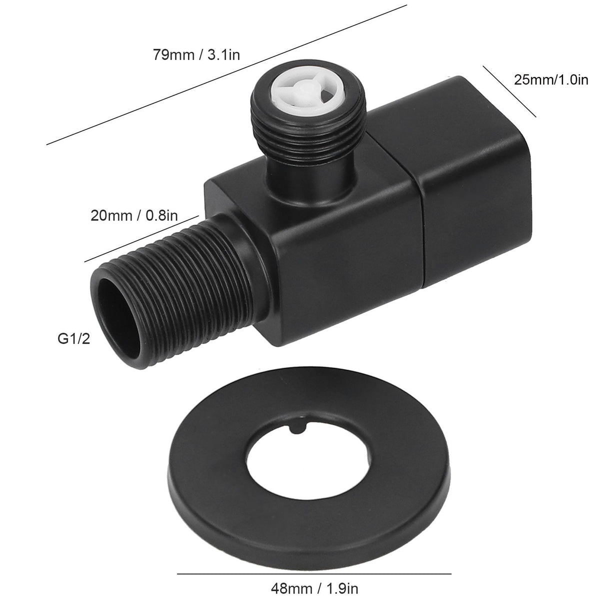 G1/2 Angle Valve Mixer Water Stop Valve Bathroom Toilet Washbasin Accessory Black